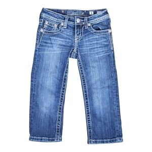 Miss Me Girls Capri Jeans 8 Fleur De Lis Embellished Distressed See Last Pic